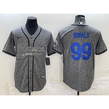 Men's Los Angeles Rams #99 Aaron Donald Grey With Patch Cool Base Stitched Baseball Jersey Men's Los Angeles Rams #99 Aaron Donald Grey With Patch Cool Base Stitched Baseball Jersey
