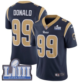 Men's Los Angeles Rams #99 Aaron Donald Navy Blue Super Bowl LIII Vapor Untouchable Limited Stitched NFL Jersey Men's Los Angeles Rams #99 Aaron Donald Navy Blue Super Bowl LIII Vapor Untouchable Limited Stitched NFL Jersey
