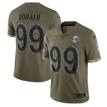 Men's Los Angeles Rams #99 Aaron Donald Olive 2022 Salute To Service Limited Stitched Jersey Men's Los Angeles Rams #99 Aaron Donald Olive 2022 Salute To Service Limited Stitched Jersey