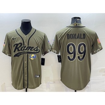 Men's Los Angeles Rams #99 Aaron Donald Olive 2022 Salute to Service Cool Base Stitched Baseball Jersey Men's Los Angeles Rams #99 Aaron Donald Olive 2022 Salute to Service Cool Base Stitched Baseball Jersey