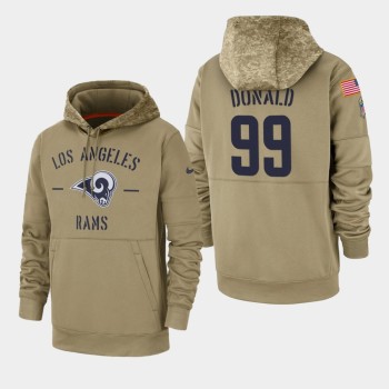 Men's Los Angeles Rams #99 Aaron Donald Tan 2019 Salute to Service Sideline Therma Pullover Hoodie Men's Los Angeles Rams #99 Aaron Donald Tan 2019 Salute to Service Sideline Therma Pullover Hoodie