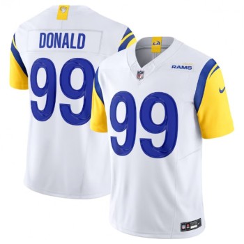 Men's Los Angeles Rams #99 Aaron Donald White 2023 F.U.S.E. Vapor Untouchable Limited Stitched Football Jersey Men's Los Angeles Rams #99 Aaron Donald White 2023 F.U.S.E. Vapor Untouchable Limited Stitched Football Jersey