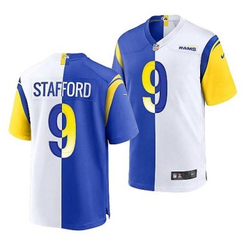 Men's Los Angeles Rams #9 Matthew Stafford Royal/White Split Stitched Football Jersey Men's Los Angeles Rams #9 Matthew Stafford Royal/White Split Stitched Football Jersey