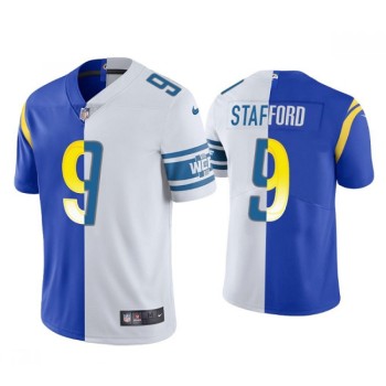 Men's Los Angeles Rams #9 Matthew Stafford Royal White Split Stitched Football Jersey Men's Los Angeles Rams #9 Matthew Stafford Royal White Split Stitched Football Jersey
