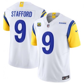 Men's Los Angeles Rams #9 Matthew Stafford White 2023 F.U.S.E. With 4-Star C Patch Vapor Untouchable Limited Stitched Football Jersey Men's Los Angeles Rams #9 Matthew Stafford White 2023 F.U.S.E. With 4-Star C Patch Vapor Untouchable Limited Stitched Football Jersey
