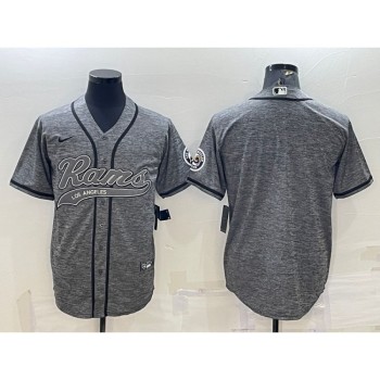 Men's Los Angeles Rams Blank Grey With Patch Cool Base Stitched Baseball Jersey Men's Los Angeles Rams Blank Grey With Patch Cool Base Stitched Baseball Jersey