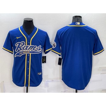 Men's Los Angeles Rams Blank Royal With Patch Cool Base Stitched Baseball Jersey Men's Los Angeles Rams Blank Royal With Patch Cool Base Stitched Baseball Jersey