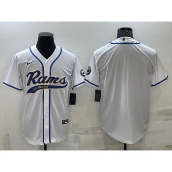 Men's Los Angeles Rams Blank White With Patch Cool Base Stitched Baseball Jersey Men's Los Angeles Rams Blank White With Patch Cool Base Stitched Baseball Jersey