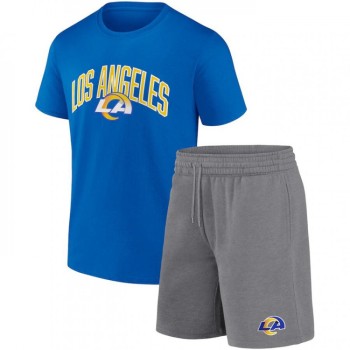 Men's Los Angeles Rams Blue/Heather Gray Arch T-Shirt & Shorts Combo Set Men's Los Angeles Rams Blue/Heather Gray Arch T-Shirt & Shorts Combo Set