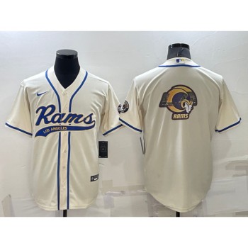 Men's Los Angeles Rams Bone Team Big Logo With Patch Cool Base Stitched Baseball Jersey Men's Los Angeles Rams Bone Team Big Logo With Patch Cool Base Stitched Baseball Jersey