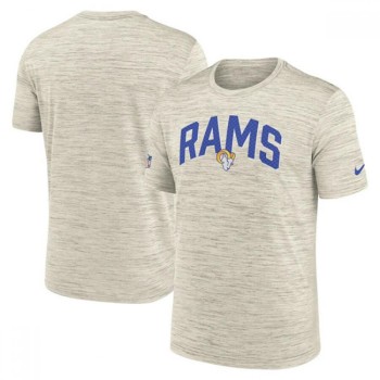 Men's Los Angeles Rams Cream Sideline Velocity Stack Performance T-Shirt Men's Los Angeles Rams Cream Sideline Velocity Stack Performance T-Shirt
