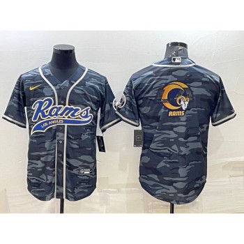 Men's Los Angeles Rams Grey Camo Team Big Logo With Patch Cool Base Stitched Baseball Jersey Men's Los Angeles Rams Grey Camo Team Big Logo With Patch Cool Base Stitched Baseball Jersey
