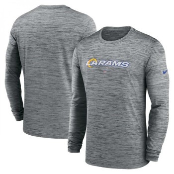 Men's Los Angeles Rams Heather Gray Sideline Team Velocity Performance Long Sleeve T-Shirt Men's Los Angeles Rams Heather Gray Sideline Team Velocity Performance Long Sleeve T-Shirt
