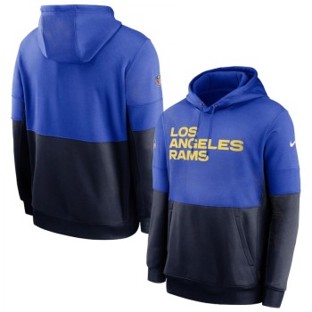 Men's Los Angeles Rams Royal/Navy Sideline Impact Lockup Performance Pullover Hoodie Men's Los Angeles Rams Royal/Navy Sideline Impact Lockup Performance Pullover Hoodie