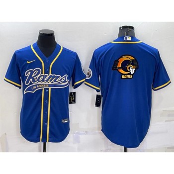 Men's Los Angeles Rams Royal Team Big Logo With Patch Cool Base Stitched Baseball Jersey Men's Los Angeles Rams Royal Team Big Logo With Patch Cool Base Stitched Baseball Jersey