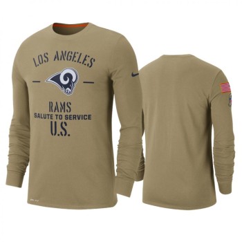 Men's Los Angeles Rams Tan 2019 Salute to Service Sideline Performance Long Sleeve Shirt Men's Los Angeles Rams Tan 2019 Salute to Service Sideline Performance Long Sleeve Shirt