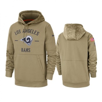 Men's Los Angeles Rams Tan 2019 Salute to Service Sideline Therma Pullover Hoodie Men's Los Angeles Rams Tan 2019 Salute to Service Sideline Therma Pullover Hoodie