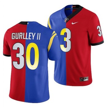 Men's Los Angeles Rams X Georgia Bulldogs #30 Todd Gurley II Red/Royal Split Stitched Jersey Men's Los Angeles Rams X Georgia Bulldogs #30 Todd Gurley II Red/Royal Split Stitched Jersey