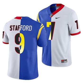 Men's Los Angeles Rams X Georgia Bulldogs #9 Matthew Stafford White/Royal Split Stitched Jersey Men's Los Angeles Rams X Georgia Bulldogs #9 Matthew Stafford White/Royal Split Stitched Jersey