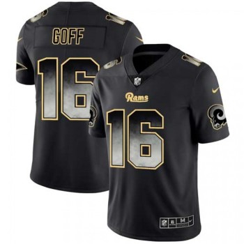 Men's Los Angeles Rams #16 Jared Goff Black 2019 Smoke Fashion Limited Stitched NFL Jersey Men's Los Angeles Rams #16 Jared Goff Black 2019 Smoke Fashion Limited Stitched NFL Jersey