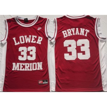 Men's Lower Merion #33 Kobe Bryant Red Stitched Jersey Men's Lower Merion #33 Kobe Bryant Red Stitched Jersey