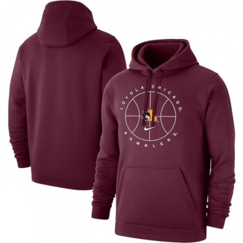 Men's Loyola Chicago Ramblers Wine Basketball Icon Club Fleece Pullover Hoodie Men's Loyola Chicago Ramblers Wine Basketball Icon Club Fleece Pullover Hoodie