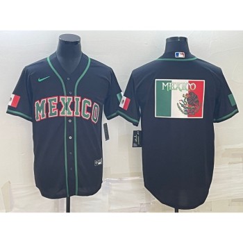 Men's Mexico Baseball 2023 Black World Baseball Big Logo Classic Stitched Jersey Men's Mexico Baseball 2023 Black World Baseball Big Logo Classic Stitched Jersey