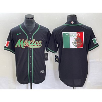 Men's Mexico Baseball 2023 Black World Baseball Classic Team Big Logo Stitched Jersey Men's Mexico Baseball 2023 Black World Baseball Classic Team Big Logo Stitched Jersey