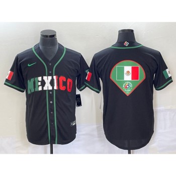 Men's Mexico Baseball 2023 Black World Baseball Classic Team Big Logo Stitched Jersey Men's Mexico Baseball 2023 Black World Baseball Classic Team Big Logo Stitched Jersey