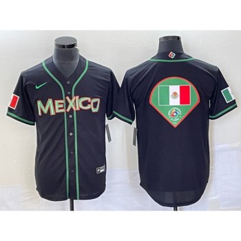 Men's Mexico Baseball 2023 Black World Baseball Classic Team Big Logo Stitched Jersey Men's Mexico Baseball 2023 Black World Baseball Classic Team Big Logo Stitched Jersey