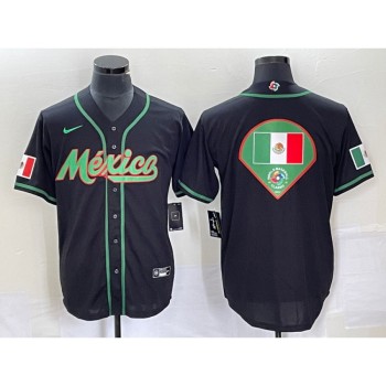 Men's Mexico Baseball 2023 Black World Baseball Classic Team Big Logo Stitched Jersey Men's Mexico Baseball 2023 Black World Baseball Classic Team Big Logo Stitched Jersey