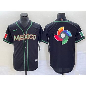 Men's Mexico Baseball 2023 Black World Baseball Classic Team Big Logo Stitched Jersey Men's Mexico Baseball 2023 Black World Baseball Classic Team Big Logo Stitched Jersey