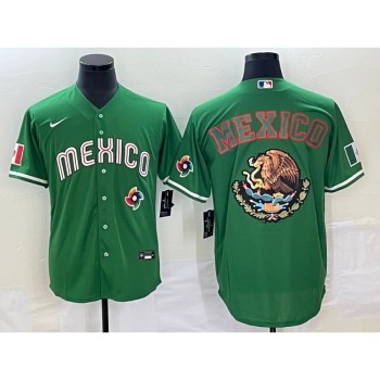 Men's Mexico Baseball 2023 Green Team Big Logo World Baseball Classic Stitched Jersey Men's Mexico Baseball 2023 Green Team Big Logo World Baseball Classic Stitched Jersey