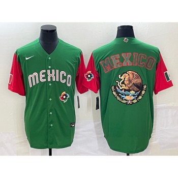 Men's Mexico Baseball 2023 Green Team Big Logo World Baseball Classic Stitched Jersey Men's Mexico Baseball 2023 Green Team Big Logo World Baseball Classic Stitched Jersey