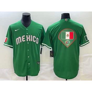 Men's Mexico Baseball 2023 Green World Baseball Big Logo Classic Stitched Jersey Men's Mexico Baseball 2023 Green World Baseball Big Logo Classic Stitched Jersey