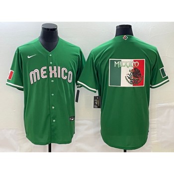 Men's Mexico Baseball 2023 Green World Baseball Big Logo Classic Stitched Jersey Men's Mexico Baseball 2023 Green World Baseball Big Logo Classic Stitched Jersey