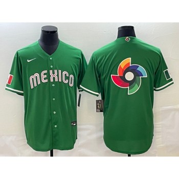 Men's Mexico Baseball 2023 Green World Baseball Big Logo Classic Stitched Jersey Men's Mexico Baseball 2023 Green World Baseball Big Logo Classic Stitched Jersey