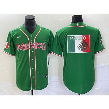 Men's Mexico Baseball 2023 Green World Baseball Classic Team Big Logo Stitched Jersey Men's Mexico Baseball 2023 Green World Baseball Classic Team Big Logo Stitched Jersey