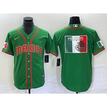 Men's Mexico Baseball 2023 Green World Baseball Classic Team Big Logo Stitched Jersey Men's Mexico Baseball 2023 Green World Baseball Classic Team Big Logo Stitched Jersey