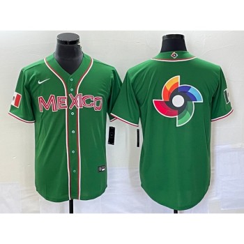 Men's Mexico Baseball 2023 Green World Baseball Classic Team Big Logo Stitched Jersey Men's Mexico Baseball 2023 Green World Baseball Classic Team Big Logo Stitched Jersey
