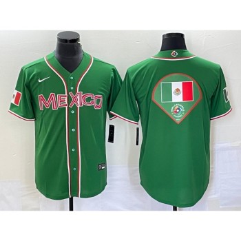 Men's Mexico Baseball 2023 Green World Baseball Classic Team Big Logo Stitched Jersey Men's Mexico Baseball 2023 Green World Baseball Classic Team Big Logo Stitched Jersey