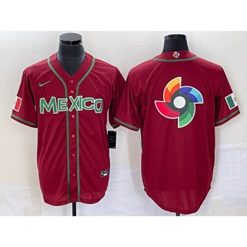 Men's Mexico Baseball 2023 Red World Baseball Classic Team Big Logo Stitched Jersey Men's Mexico Baseball 2023 Red World Baseball Classic Team Big Logo Stitched Jersey