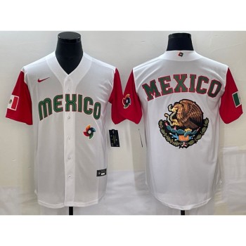 Men's Mexico Baseball 2023 White Team Big Logo World Baseball Classic Stitched Jersey Men's Mexico Baseball 2023 White Team Big Logo World Baseball Classic Stitched Jersey
