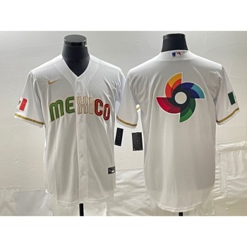 Men's Mexico Baseball 2023 White Team Big Logo World Baseball Classic Stitched Jersey Men's Mexico Baseball 2023 White Team Big Logo World Baseball Classic Stitched Jersey