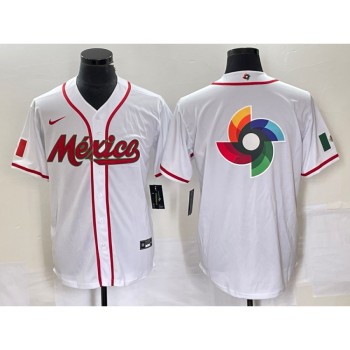 Men's Mexico Baseball 2023 White World Baseball Classic Team Big Logo Stitched Jersey Men's Mexico Baseball 2023 White World Baseball Classic Team Big Logo Stitched Jersey