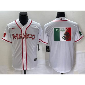 Men's Mexico Baseball 2023 White World Baseball Classic Team Big Logo Stitched Jersey
