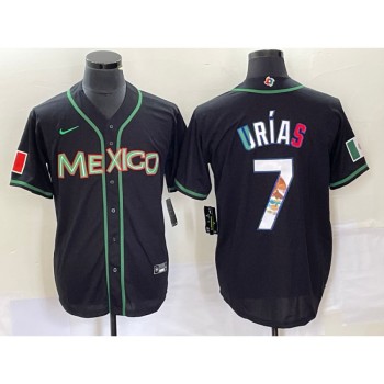 Men's Mexico Baseball #7 Julio Urias 2023 Black World Baseball With Patch Classic Stitched Jersey