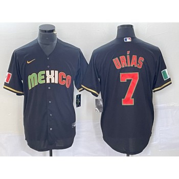 Men's Mexico Baseball #7 Julio Urias Black 2023 World Baseball Classic Stitched Jersey