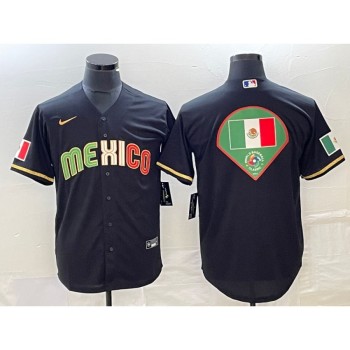 Men's Mexico Baseball Black 2023 World Baseball Classic Team Big Logo Stitched Jersey Men's Mexico Baseball Black 2023 World Baseball Classic Team Big Logo Stitched Jersey