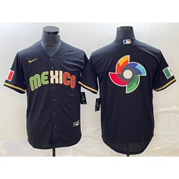 Men's Mexico Baseball Black 2023 World Baseball Classic Team Big Logo Stitched Jersey Men's Mexico Baseball Black 2023 World Baseball Classic Team Big Logo Stitched Jersey